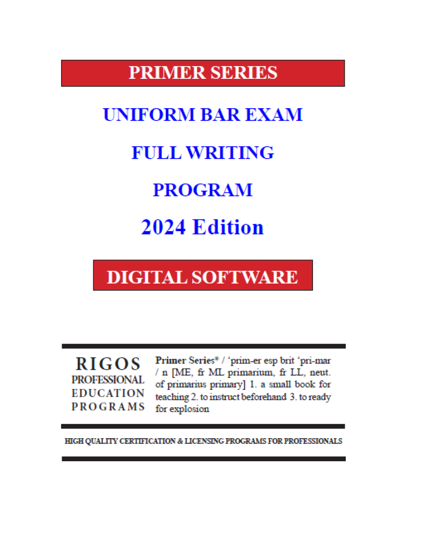 UBE Full Writing Program (16 MEE Essays and 3 MPT Tasks) (2024 Edition)