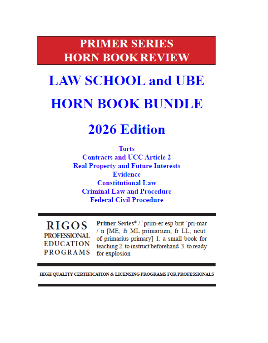 Rigos Primer Series Law School and UBE Horn Book Bundle (2026 Edition)