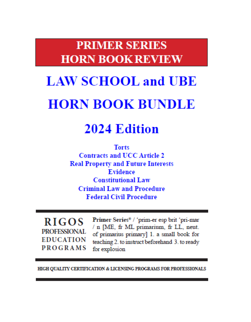 Rigos Primer Series Law School and UBE Horn Book Bundle (2024 Edition)