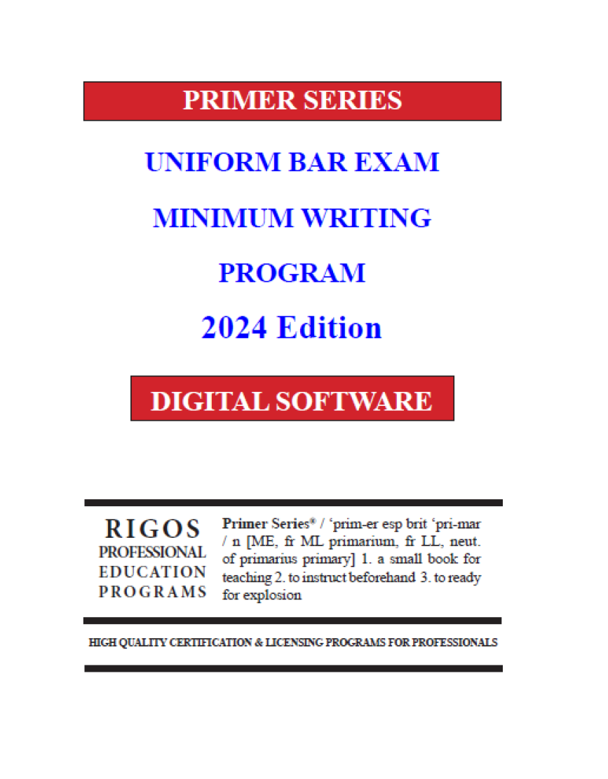 UBE Minimum Writing Program (2 MEE Essays and 1 MPT Task) (2024 Edition)