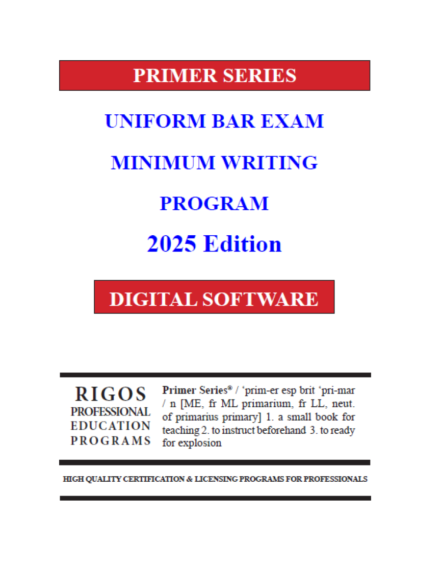 UBE Minimum Writing Program (2 MEE Essays and 1 MPT Task) (2025 Edition)